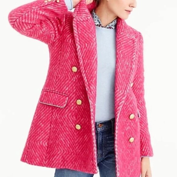 Gorgeous Pink Tweed J Crew Wool Blazer Peacoat - IMPOSSIBLE TO FIND - Picture 5 of 8
